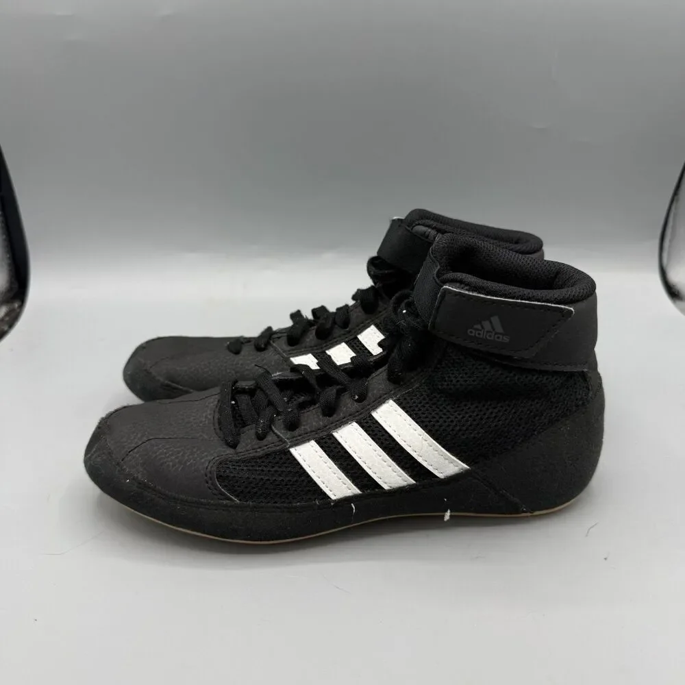Adidas HVC 2 Wrestling Shoes Sneakers AQ3327 Black White Kids Size 3.5